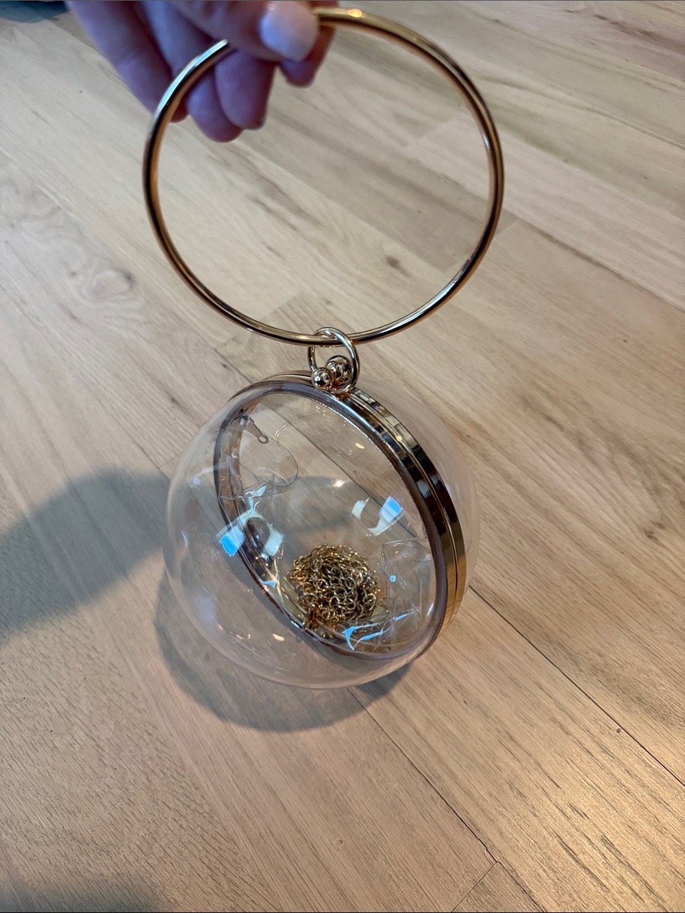 Clear Dome Wristlet Clutch with Gold Hardware
